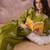 Green embroidered silk kurta trouser set