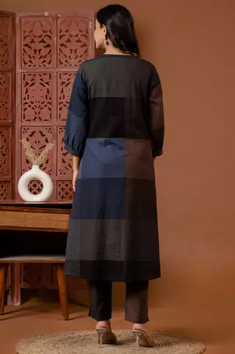 Multicolor printed pure cotton kurta trouser set