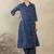 Blue printed pure cotton kurta trouser set