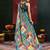 Green color digital print with mirror work silk blend saree with blouse