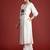 Off white embroidered pure cotton kurta trouser set