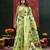 Light green color zari work cotton silk saree with blouse