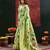 Light green color zari work cotton silk saree with blouse