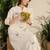 Off white embroidered pure cotton kurta trouser set