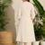 Off white embroidered pure cotton kurta trouser set