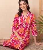 Pink printed pure cotton kurta trouser set