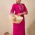 Pink embroidered silk kurta trouser set