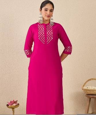 Pink embroidered silk kurta trouser set 3