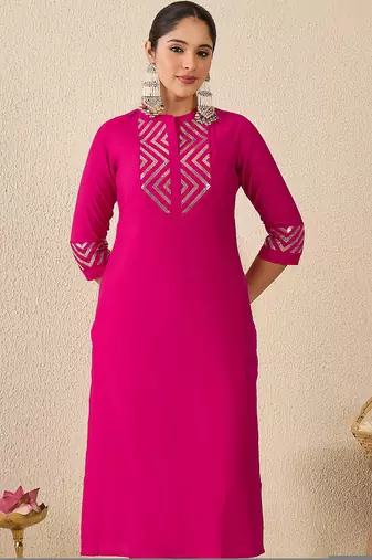 Pink embroidered silk kurta trouser set