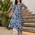 Blue printed pure cotton kurta trouser set