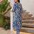Blue printed pure cotton kurta trouser set
