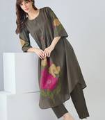 Green printed pure cotton kurta trouser set