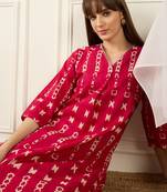 Pink printed pure cotton kurta trouser set