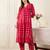 Pink printed pure cotton kurta trouser set