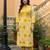 Mustard embroidered pure cotton kurta trouser set