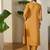 Mustard embroidered pure cotton kurta trouser set