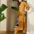 Mustard embroidered pure cotton kurta trouser set