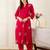 Pink embroidered pure cotton kurta trouser set