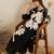 Black embroidered viscose rayon kurta trouser set
