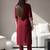Red embroidered viscose rayon kurta trouser set