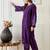 Purple embroidered silk kurta trouser set