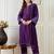 Purple embroidered silk kurta trouser set