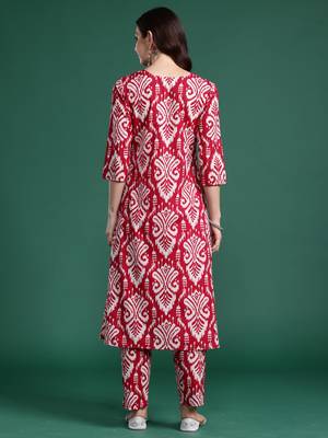 Pink printed pure cotton kurta trouser set 2
