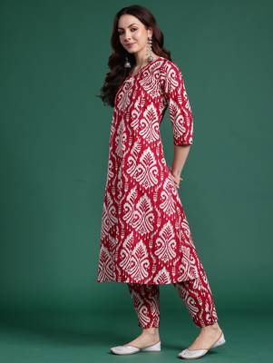 Pink printed pure cotton kurta trouser set 3