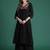 Black embroidered pure cotton kurta trouser set