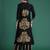 Black embroidered viscose rayon kurta trouser set