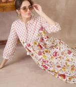 White printed pure cotton kurta trouser set