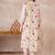 White printed pure cotton kurta trouser set