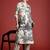 Beige printed linen kurta trouser set