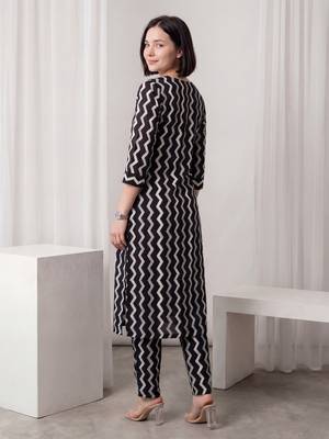 Black printed pure cotton kurta trouser set 2