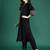 Black embroidered viscose rayon kurta trouser set