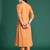 Orange embroidered pure cotton kurta trouser set