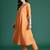 Orange embroidered pure cotton kurta trouser set