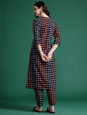 Multicolor printed pure cotton kurta trouser set 2