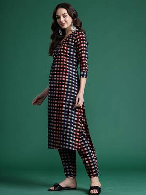 Multicolor printed pure cotton kurta trouser set 3