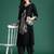 Black embroidered viscose rayon kurta trouser set