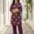 Wine printed pure cotton kurta trouser set