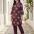 Wine printed pure cotton kurta trouser set