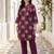 Wine printed pure cotton kurta trouser set