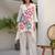 Off white printed pure cotton kurta trouser set
