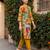Mustard printed pure cotton kurta trouser set