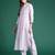 Lavender embroidered pure cotton kurta trouser set