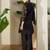 Black embroidered pure cotton kurta trouser set