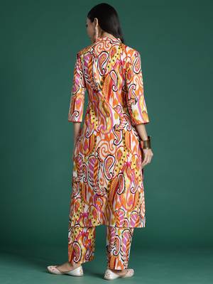 Multicolor printed pure cotton kurta trouser set 2