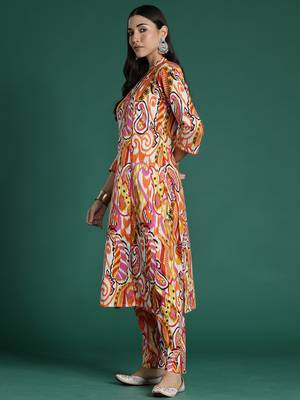 Multicolor printed pure cotton kurta trouser set 3