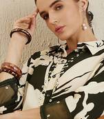 Green printed viscose rayon kurta trouser set